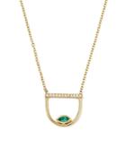 Zoe Chicco 14k Yellow Gold Pave Diamond & Gemfields Emerald Marquise Horizon Necklace, 16