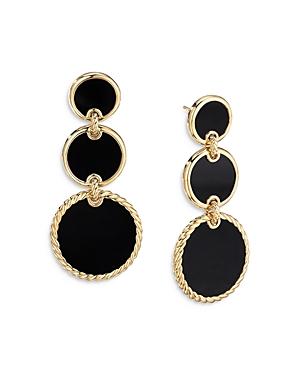 David Yurman 18k Yellow Gold Dy Elements Triple Drop Earrings With Black Onyx