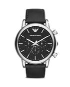 Emporia Armani Quartz Chronograph Black Leather Watch, 46 Mm
