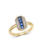 Bloomingdale's Sapphire & Diamond Milgrain Ring In 14k Yellow Gold - 100% Exclusive