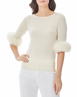 Misook Fox Fur Cuff Cashmere Tunic
