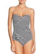 Tommy Bahama Fractured Stripe V-wire Bandeau One Piece Swimsuit
