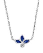 Bloomingdale's Blue Sapphire & Diamond Pendant Necklace In 14k White Gold, 18 -100% Exclusive