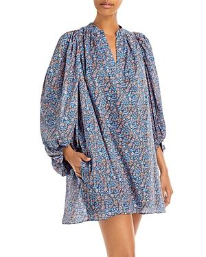 Vanessa Bruno V Neck Puff Sleeve Mini Dress