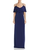 Laundry By Shelli Segal Cold-shoulder Gown