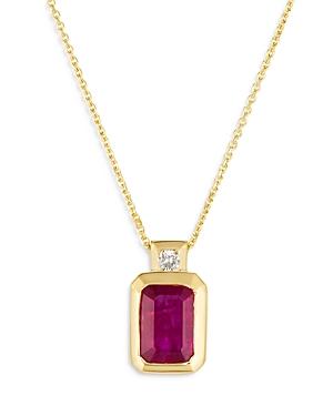 Bloomingdale's Ruby Bezel & Diamond Pendant Necklace In 14k Yellow Gold, 18 - 100% Exclusive