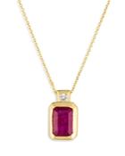 Bloomingdale's Ruby Bezel & Diamond Pendant Necklace In 14k Yellow Gold, 18 - 100% Exclusive