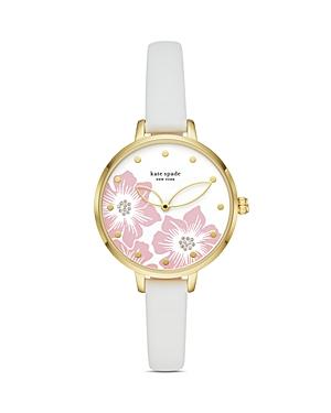 Kate Spade New York Metro White Leather Strap Watch, 34mm