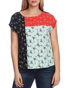 Vince Camuto Colorblocked Floral-print Top