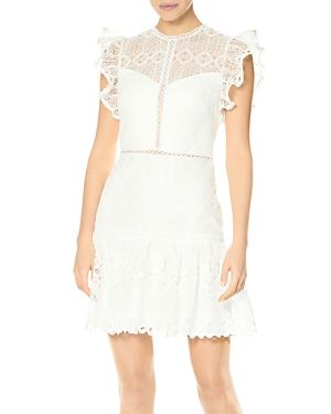 Ml Monique Lhuillier Ruffled Lace Mini Dress