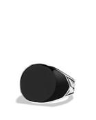 David Yurman Chevron Round Signet Ring With Black Onyx