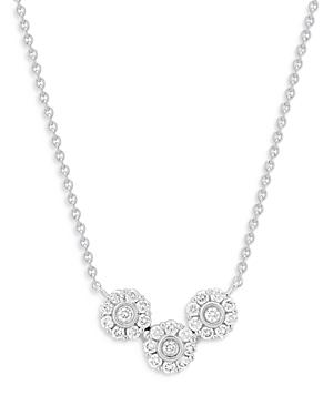 Hueb 18k White Gold Diamond Triple Flower Pendant Necklace, 17.5