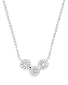 Hueb 18k White Gold Diamond Triple Flower Pendant Necklace, 17.5