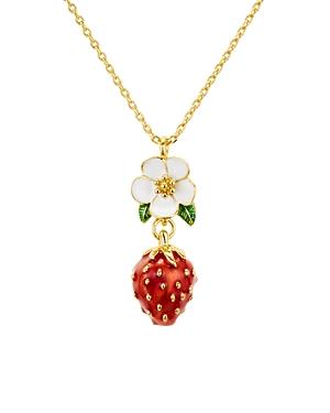 Kate Spade New York Flower & Strawberry Pendant Necklace, 16