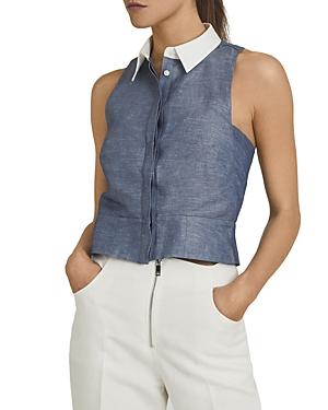 Reiss Nisha Chambray Racerback Top