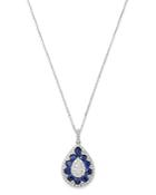 Bloomingdale's Blue Sapphire & Diamond Pendant Necklace In 14k White Gold, 16 - 100% Exclusive