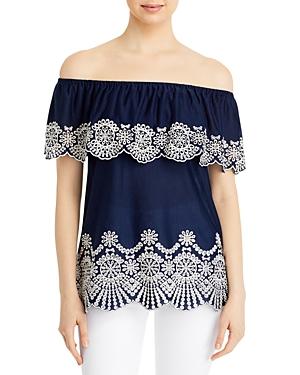Single Thread Embroidered Off-the-shoulder Top