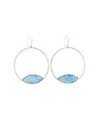Lana Jewelry 14k Yellow Gold Frosted Eclipse Marquise Opal Hoops