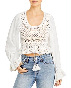 Free People Megan Crochet Cutout Back Top