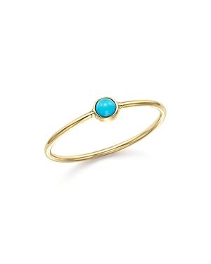 Zoe Chicco 14k Yellow Gold And Turquoise Bezel Thin Ring