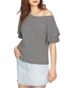1.state Slipped-shoulder Striped Top