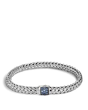 John Hardy Classic Chain Sterling Silver Small Bracelet With Blue Sapphire Clasp