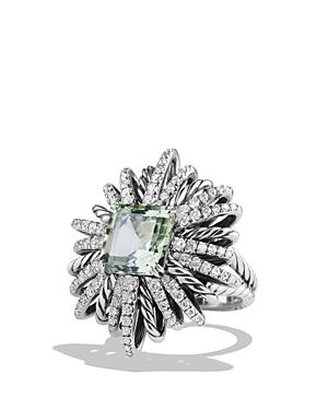 David Yurman Starburst Ring With Diamonds And Prasiolite In Silver