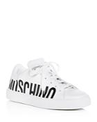 Moschino Women's Monochrome Logo Leather Lace Up Sneakers
