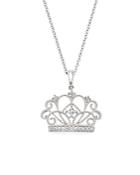 Diamond Crown Pendant Necklace In 14k White Gold, .10 Ct. T.w.