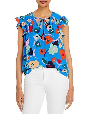 Status By Chenault Printed Flutter Sleeve Top