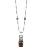 Lagos 18k Gold And Sterling Silver Caviar Color Pendant Necklace With Smoky Quartz, 16