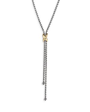 David Yurman Sterling Silver & 18k Yellow Gold Petite X Lariat Necklace, 17-18