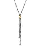 David Yurman Sterling Silver & 18k Yellow Gold Petite X Lariat Necklace, 17-18