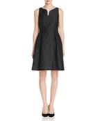 Adrianna Papell Split Neck Fit And Flare Dress