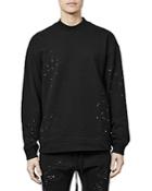Thom/krom Cotton Blend Splatter Print Oversized Mock Neck Sweatshirt