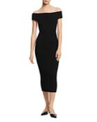 Michael Kors Collection Ribbed Off The Shoulder Dress