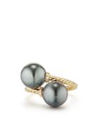 David Yurman Solari Bypass Ring With Diamonds & Cultured Tahitian Gray Pearls In 18k Gold