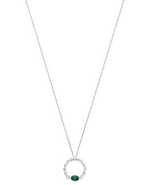 Bloomingdale's Emerald & Diamond Circle Pendant Necklace In 14k White Gold, 16 - 100% Exclusive