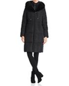Cole Haan Zip-front Puffer Coat With Faux Fur-lined Hood