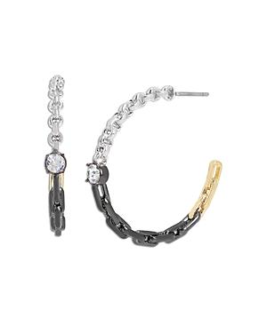 Allsaints Crystal Mixed Frozen Chain Link Open Hoop Earrings