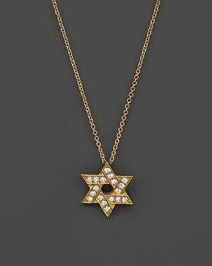 Diamond Star Of David Pendant Necklace In 14k Yellow Gold, .18 Ct. T.w.