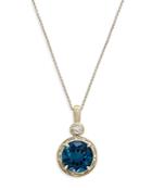 Bloomingdale's London Blue Topaz & Diamond Accent Pendant Necklace In 14k Yellow Gold, 18 - 100% Exclusive