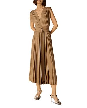 Marella Arnica Metallic Jersey Pleated Dress