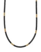 Lagos Gold & Black Caviar Collection 18k Gold & Ceramic Long Station Necklace, 16