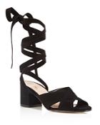 Charles David Blossom Lace Up Mid Heel Sandals