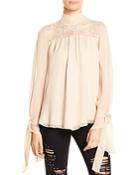 Haute Hippie The Lace Garden Embellished Silk Blouse