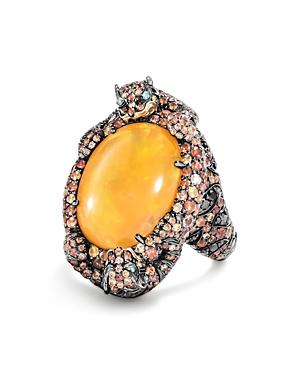 John Hardy 18k Yellow Gold Cinta Macan Ring With Fire Opal & Multi-gemstones