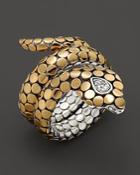 John Hardy Dot Cobra Gold & Silver Diamond Pave Cobra Coil Ring
