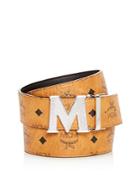 Mcm Visetos Engraved Logo Buckle Reversible Belt