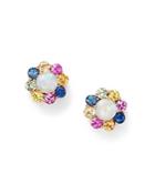 Multi Sapphire And Opal Earrings In 14k Rose Gold